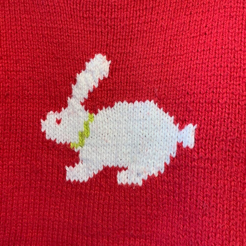 Pink Knit Bunny Rabbit Sweater Girls 4 4T Cozy Warm Rolled Edges POMEROY Girl - Picture 3 of 7